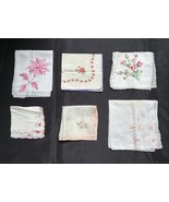 Lot 6 Vintage Floral Handkerchiefs Silk Cotton Pink - $24.82 CAD
