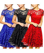 Lace Hollow Out Women Dress Elegant Summer Dresses O-Neck Short Sleeve M... - €21,33 EUR