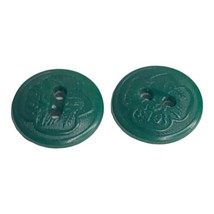 Lot 2 Medium Buttons Vintage Green Eagle Design 15 mm Flat 2 Hole - $4.45