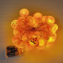 Pumpkin Jack O Lantern String Lights 30 Ct Battery Multi Function Halloween - £15.55 GBP