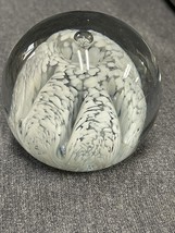 Vintage Handblown Art Glass Paperweight Controlled Bubbles White Blob 3” - £21.90 GBP