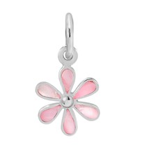 Dreamy Sweet Flower Pink Mother of Pearl Sterling Silver Charm Pendant - £11.67 GBP