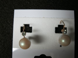 Cultured Pearls And Peridot In 14K Yellow Gold Pierced Earrings - £60.13 GBP