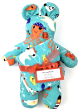 Handmade Octopus Bear Plush and Matching Baby Burp Cloth Gift Set - $20.48