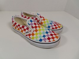 VANS Rainbow Checkerboard Kids Slip On Shoes Sneakers Size 3.5 Used - £23.04 GBP
