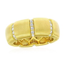 Sterling Silver Lined CZ &amp; Matte Eternity Ring - Gold Plated - £51.92 GBP