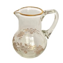 Czech Hand Made Crystal American Cut Etched Glass Gold Accents Floral Creamer - £15.95 GBP