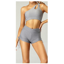 V Cross Tummy Hiding   Honeycomb Gym Shorts with side string Overlap wai... - £23.55 GBP