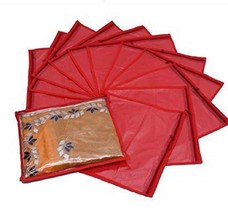 saree Covers With Zip suit salwar Packing For Wedding Set Of 12 (Red) - £41.96 GBP