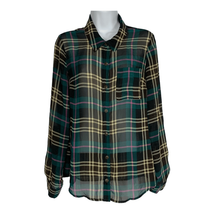 Modcloth Women&#39;s Sheer Plaid Button Down Top Blouse Size Small - £33.51 GBP