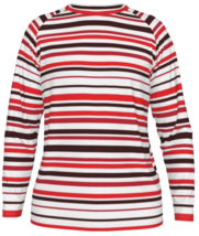Men&#39;s long raglan sleeves t-shirt on black white and red horizontal stripes - £31.38 GBP