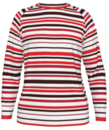 Men's long raglan sleeves t-shirt on black white and red horizontal stripes - £31.51 GBP