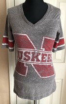Three Square Short Sleeve V Neck Nebraska Cornhuskers T Shirt Women’s Si... - $9.89