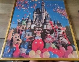 Vintage Disney Mickey Mouse And Friends Poster Framed 20x16 Magic Kingdo... - $37.05