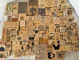 HUGE LOT Of 325 Rubber Mounted Wood Stamps Mostly Stampin Up Many Assortment - £220.07 GBP