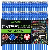 GearIT 50-Pack, Cat5e Ethernet Patch Cable 3 Feet - Snagless RJ45 Computer LAN N - £82.76 GBP