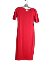 LulaRoe Julia Scoop Neck Half Sleeve Midi Dress Womens Size XXS Red New - $16.83