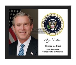 President George W. Bush Presidential Seal Autographed 8X10 Framed Photograph - £15.73 GBP