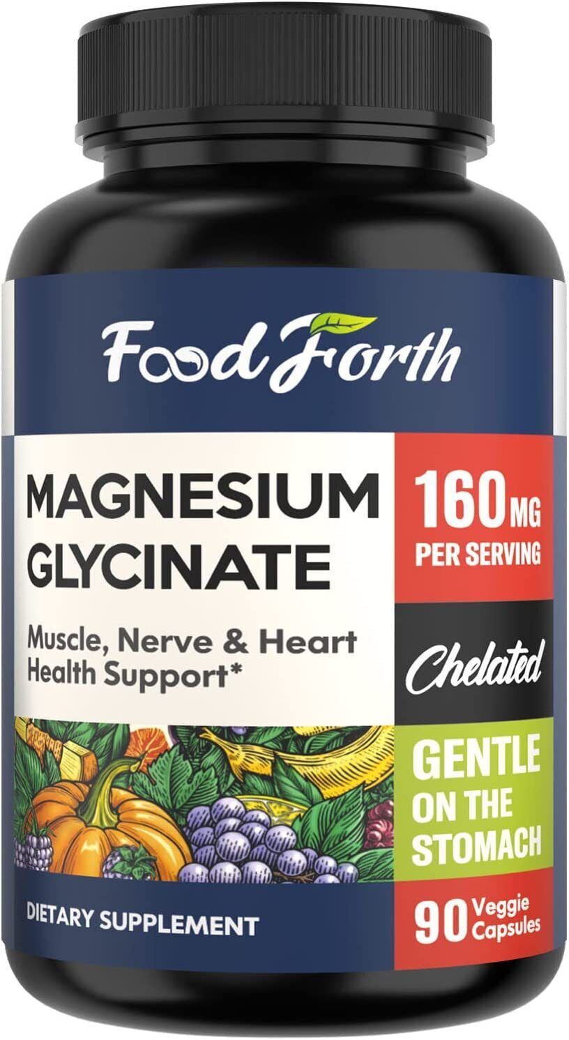 Muscle Nerve Heart Support Magnesium Glycinate, 160mg Non-GMO, No Gluten, USA - £14.03 GBP