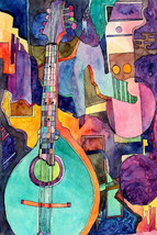 Music Guitar Abstract Art Giclee Printed Oil Painting Print - £7.33 GBP+