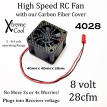 RCP Xtreme Cool High Speed RC Cooling Fan 40x28 Carbon Fiber Cover 8v - £23.52 GBP+
