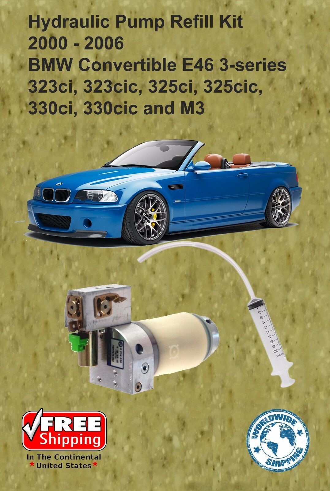 00-06 BMW 3 Series Hydraulic Pump Refill Kit Convertible E46 With Oil - £27.11 GBP