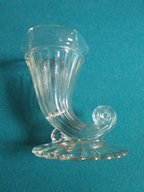 JEANNETTE GLASS MIDCENTURY CORNUCOPIA FLUTTED DESIGN 5 X 5&quot; CLEAR [GL-10] - £58.40 GBP