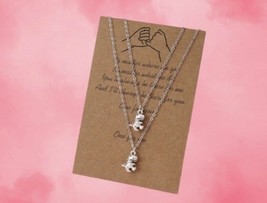 Necklaces for 2 People - Matching necklaces - rose quartz dinosaur charms - £10.74 GBP