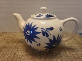 Vintage hand painted blue flowers TEAPOT DESIGN BY ROBERT BUDWIG from PO... - $28.98