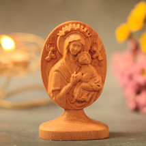 Mother Mary Holding Baby Jesus for table, Wooden Catholic Reliefs - £42.39 GBP