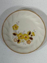 Gaiety Sculptura by Hearthside Stoneware Salad Plate Yellow Orange Brown Floral  - £5.42 GBP