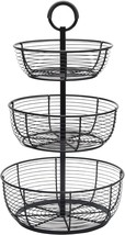 Gourmet Basics By Mikasa Round Wrap 3-Tier Metal Floor Standing, Antique Black - $46.51