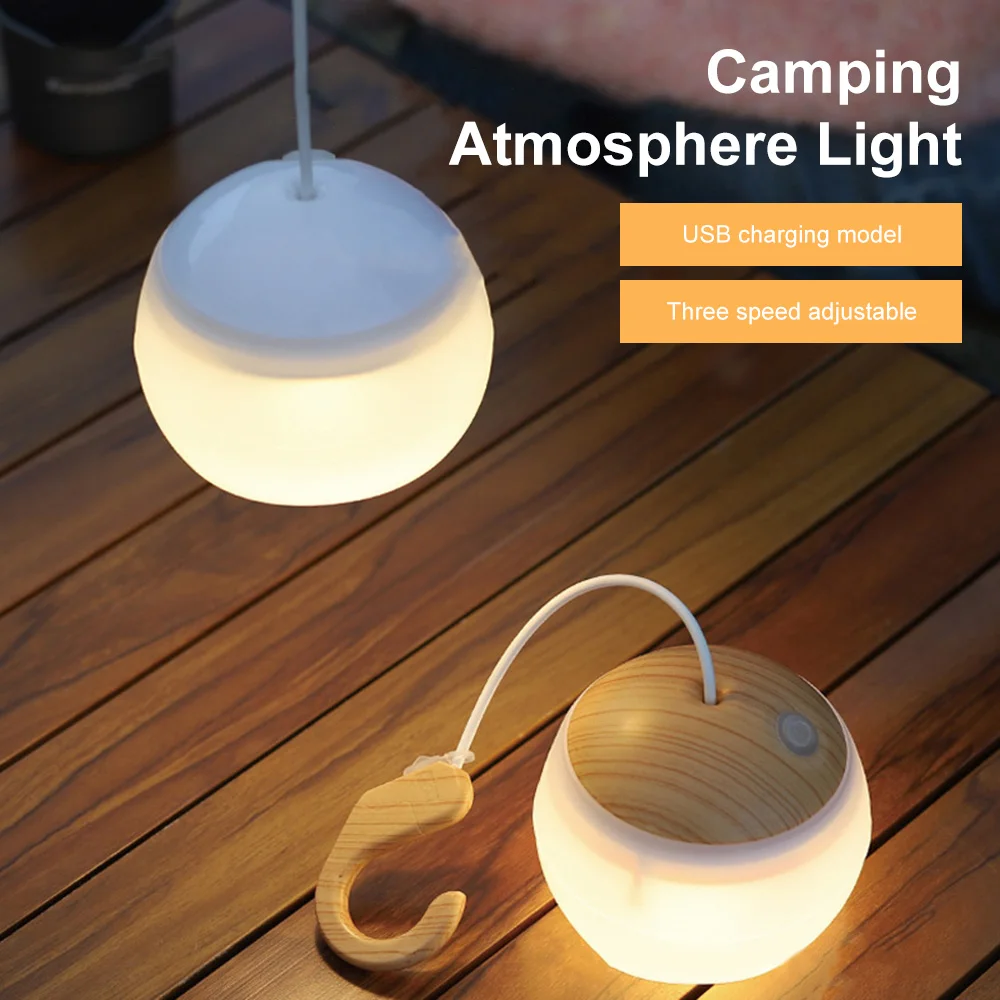 Mini Retro Camping Lantern USB Rechargeable Haning Hook Night Light Battery - £20.28 GBP