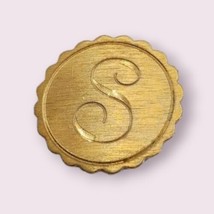Monogram pin Letter &quot;S&quot;  Gold tone brushed metal - £15.63 GBP