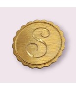 Monogram pin Letter &quot;S&quot;  Gold tone brushed metal - £15.96 GBP