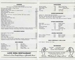Lake Nina Restaurant Dinner Menu Groesbeck &amp; Delhi Ohio 1980&#39;s - $17.82