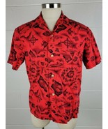 Vintage Mens Ui-Maikai Red Cotton Hawaiian Shirt Hibiscus Fish Islands B... - $39.60