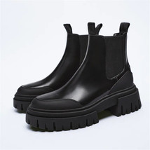 Woman Shoe Black Shoes Boot Female Ankle Boots  Platform Boots Fashion Elastic S - £61.31 GBP
