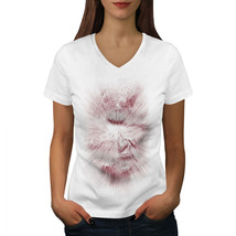 Wellcoda Katana Face Art Fantasy Womens V-Neck T-shirt, Asia Graphic Design Tee - £16.27 GBP