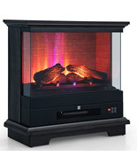 27 Inch Freestanding Electric Fireplace with 3-Level Vivid Flame Thermos... - $448.59 CAD