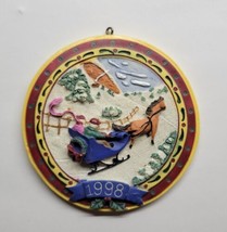 Vintage 1998 Hickory Farms Horse Drawn Sleigh Ornament - £9.47 GBP