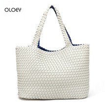 OLOEY New women&#39;s handbag double shoulder bag PU woven bag double-sided two colo - £96.34 GBP