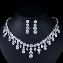 CWWZircons Luxury Dark Blue Women Wedding Party Dress Jewellery Big Dangle Drop  - £44.80 GBP