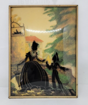 Vintage SILHOUETTE Reverse Paintings Convex Glass Woman With Boy 8x6 - £15.81 GBP