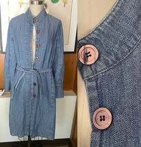 Jeanology Newport News Denim Coat Chambray Sz 6 Vintage 90s blue - £59.35 GBP