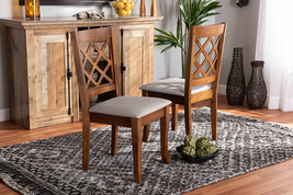Pamela Gray Fabric Upholstered Walnut 2Pc Dining Chair Set - $3,110.31 MXN