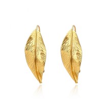 L earrings golden leaf stud punk metal geometric retro statement female ear hooks women thumb200