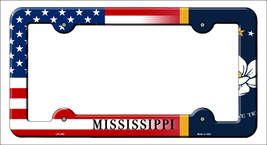 Mississippi|American Flag Novelty Metal License Plate Frame LPF-463 - £14.81 GBP
