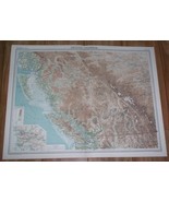 1922 MAP OF BRITISH COLUMBIA VANCOUVER ISLAND ROCKIES OKANAGAN VALLEY CA... - $37.28