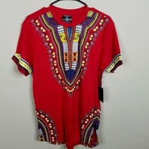 New Switch Remarkable Mens T Shirt Tunic Size Medium Red Dashiki Graphic... - $17.81